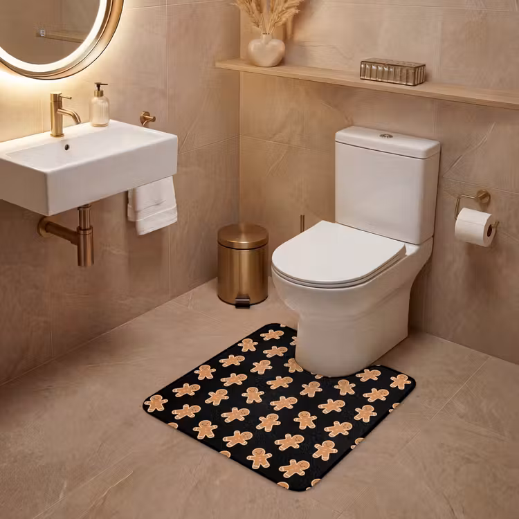 WC Mat - Peperkoek - Kerst - Zwart - Bruin — 3