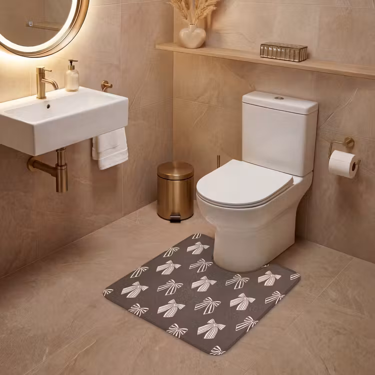 WC Mat - Strikken - Kerst - Bruin - Crème — 3