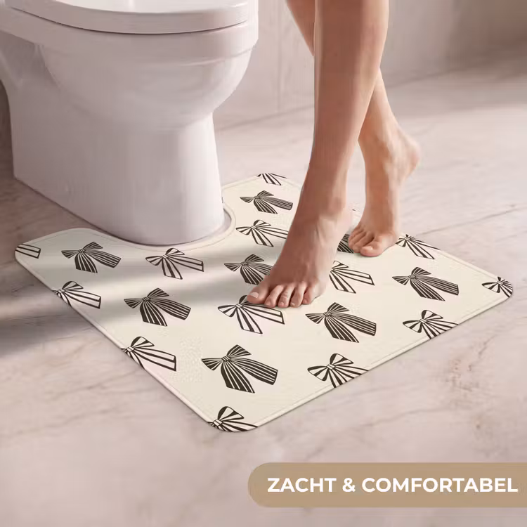 WC Mat - Strikken - Kerst - Crème - Zwart — 5