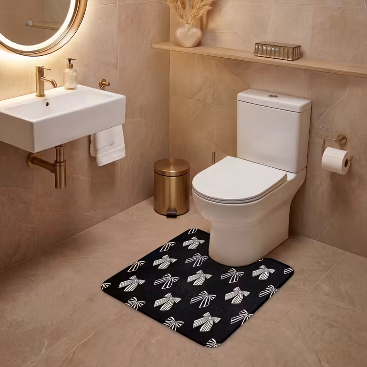 WC Mat - Strikken - Kerst - Crème - Zwart — 3