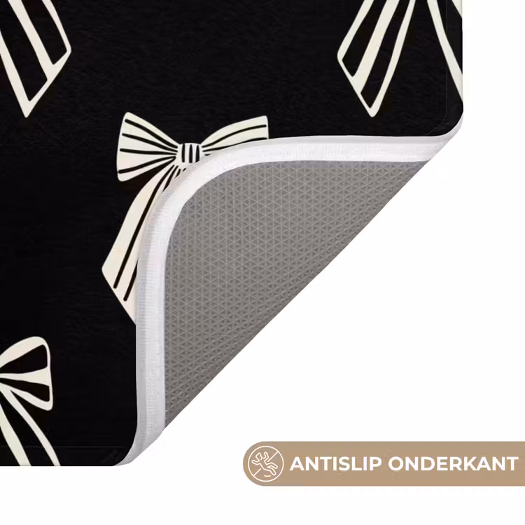 WC Mat - Strikken - Kerst - Crème - Zwart — 4