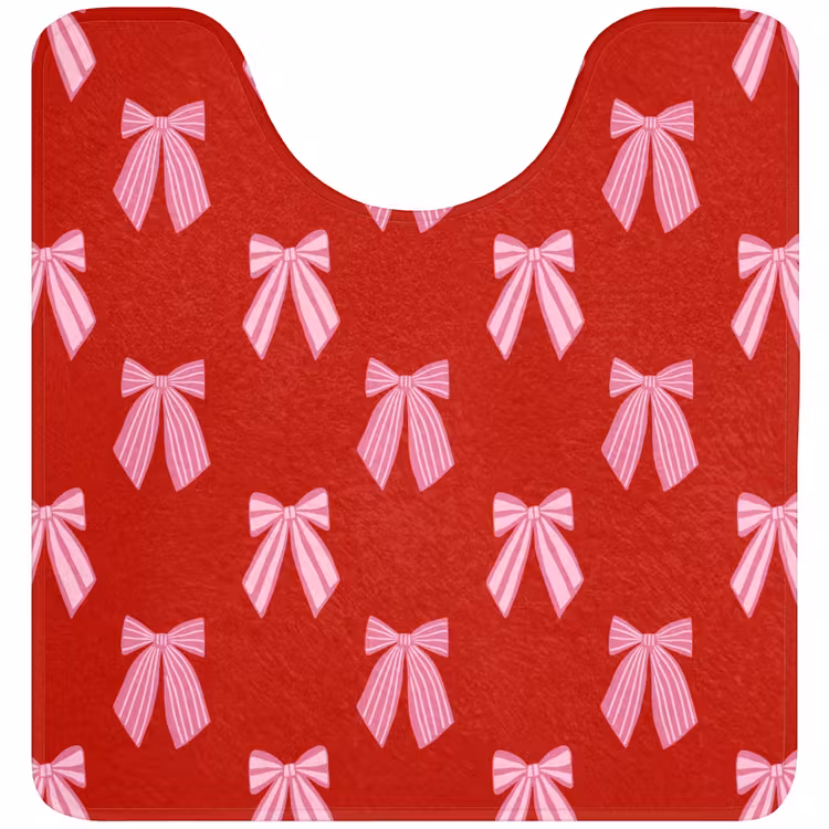 WC Mat - Strikken - Kerst - Rood - Roze — 1