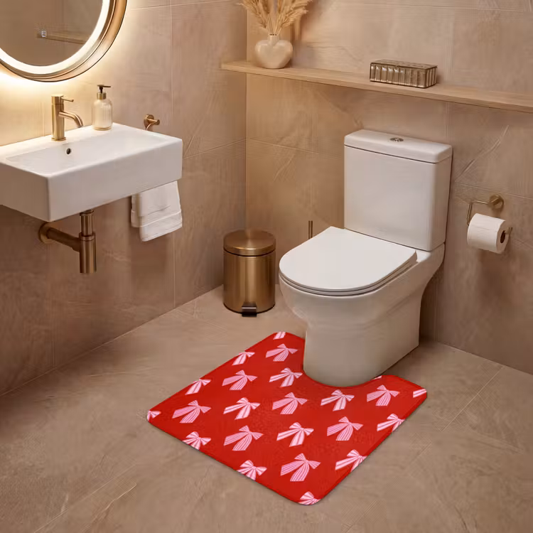 WC Mat - Strikken - Kerst - Rood - Roze — 3