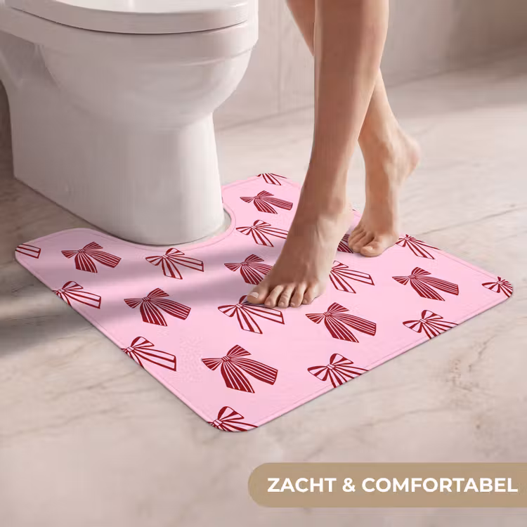 WC Mat - Strikken - Kerst - Roze - Burgundy — 5