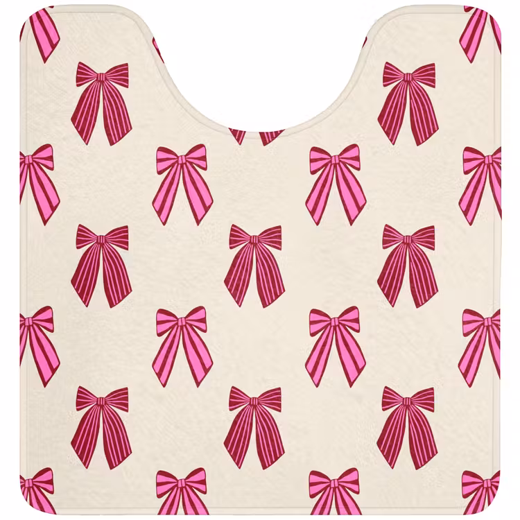 WC Mat - Strikken - Kerst - Roze - Crème — 1
