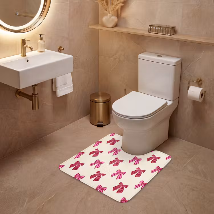 WC Mat - Strikken - Kerst - Roze - Crème — 3