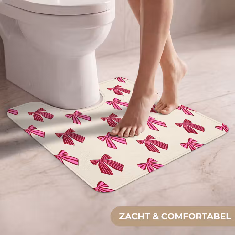 WC Mat - Strikken - Kerst - Roze - Crème — 5