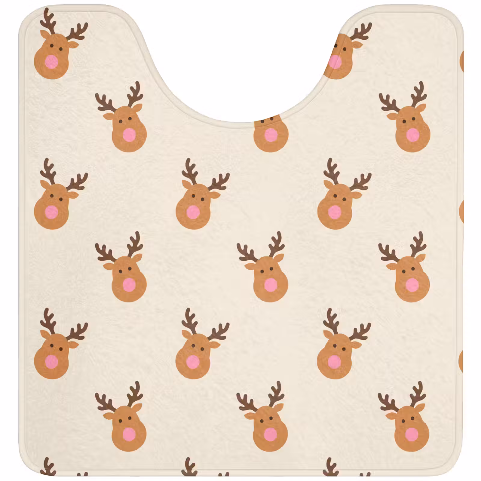 WC Mat - Rendieren - Kerst - Crème - Roze — 1