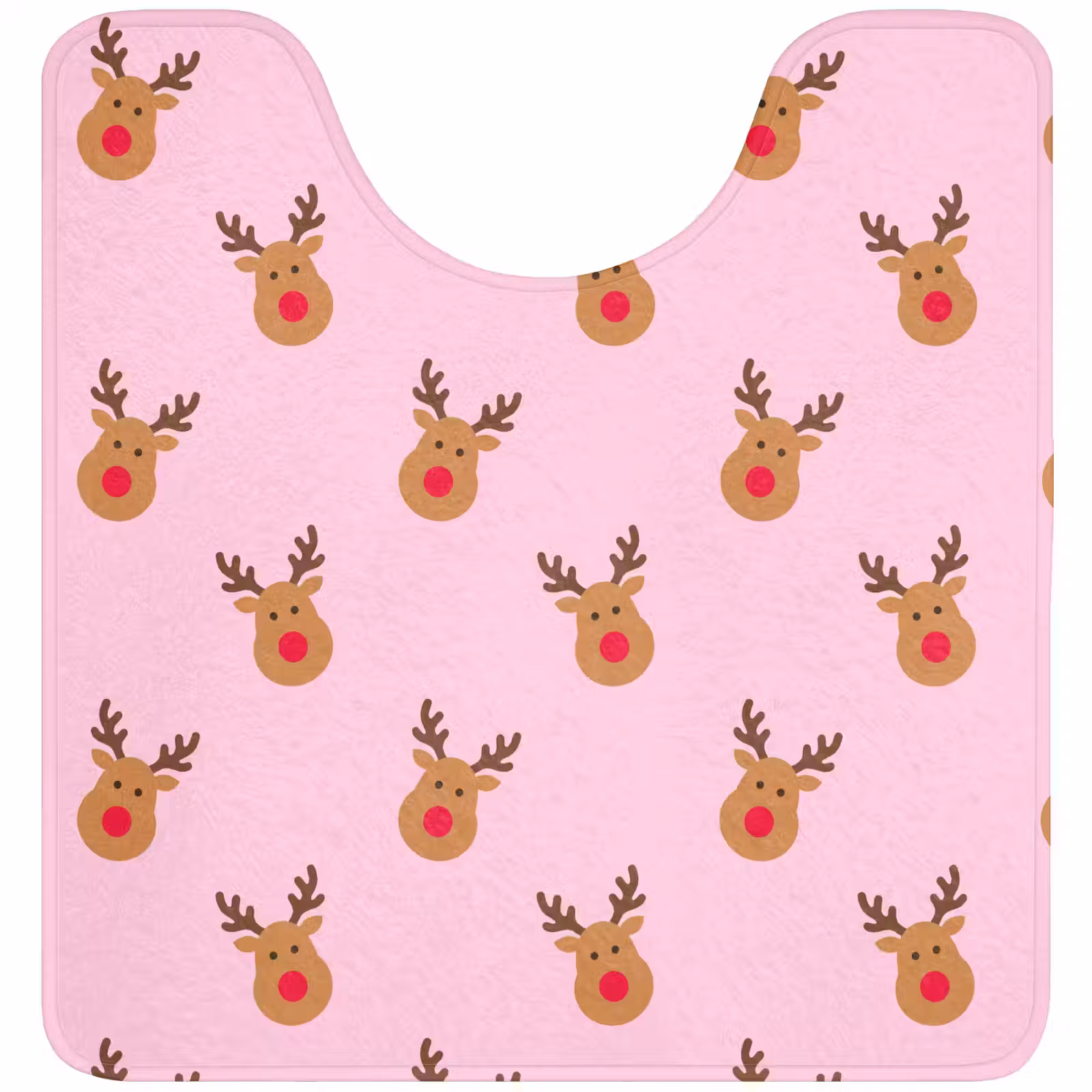 WC Mat - Rendieren - Kerst - Roze - Rood — 1