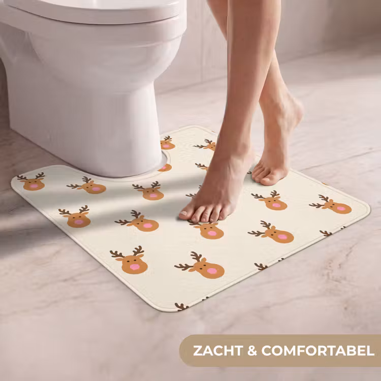 WC Mat - Rendieren - Kerst - Crème - Roze — 5