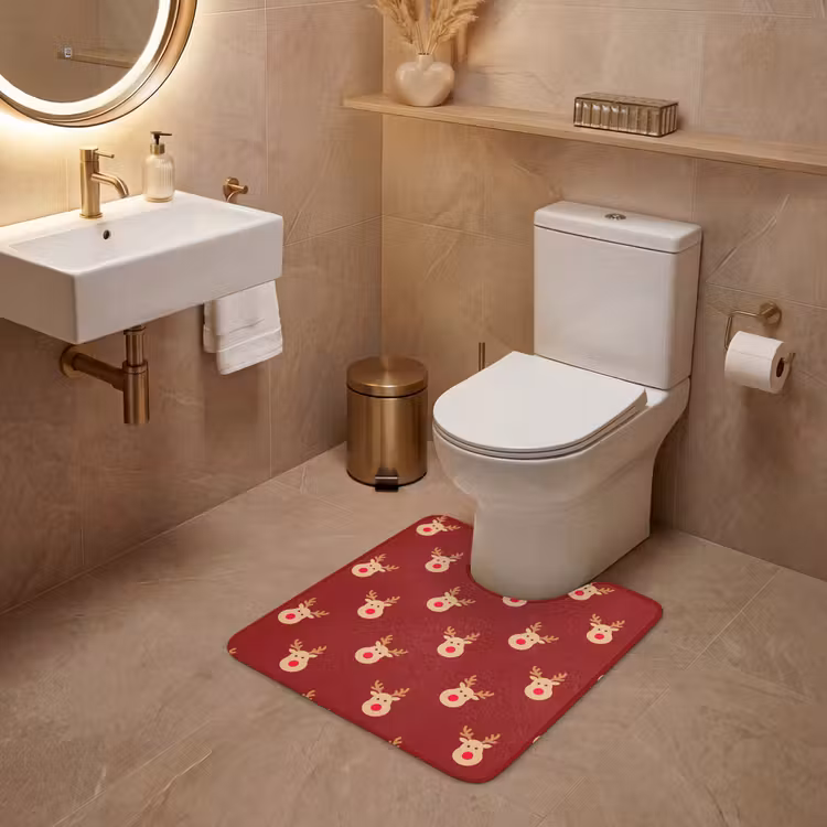WC Mat - Rendieren - Kerst - Rood - Bruin — 3