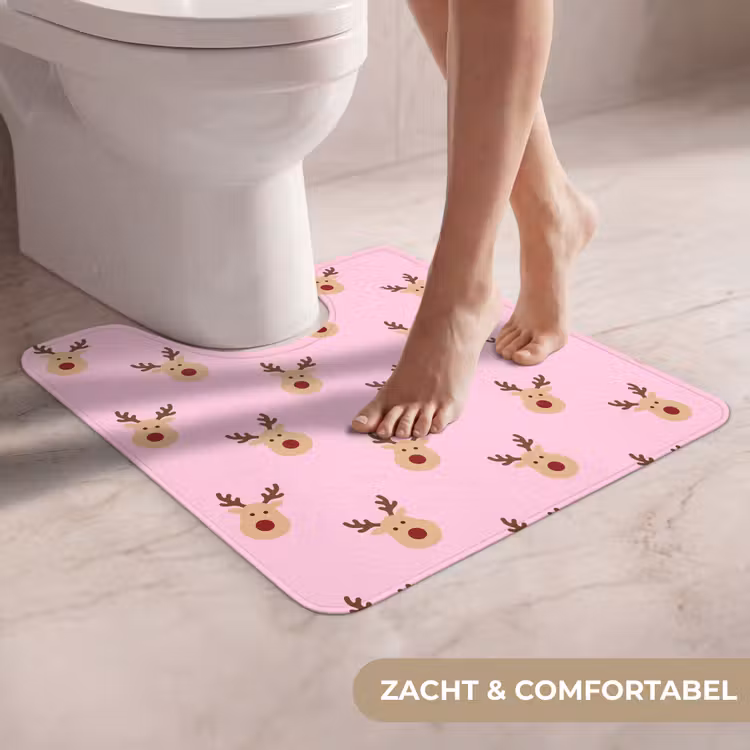 WC Mat - Rendieren - Kerst - Roze — 5
