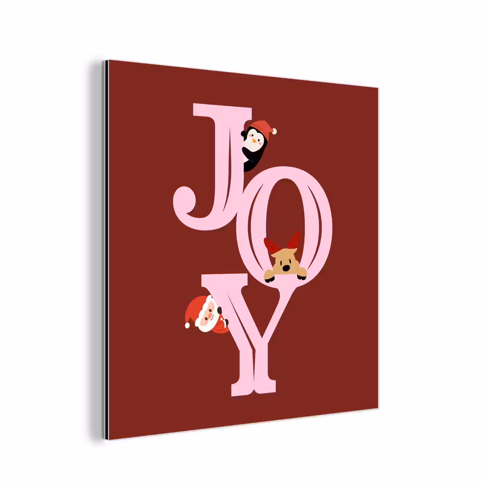 Aluminium schilderij - Joy - Kerst - Animatie - Rood - Roze — 1