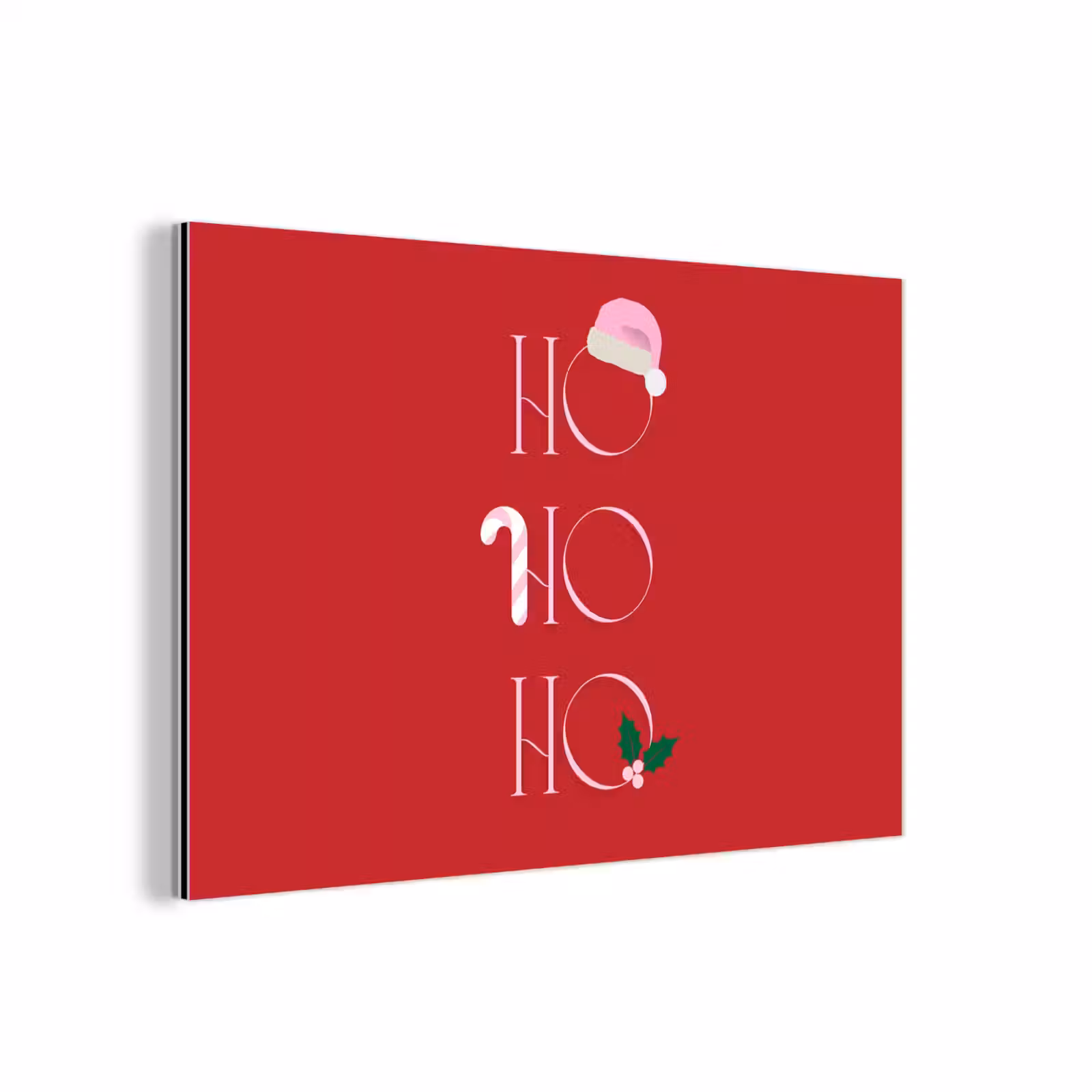 Aluminium schilderij - Kerst - Tekst - illustratie - Rood — 1