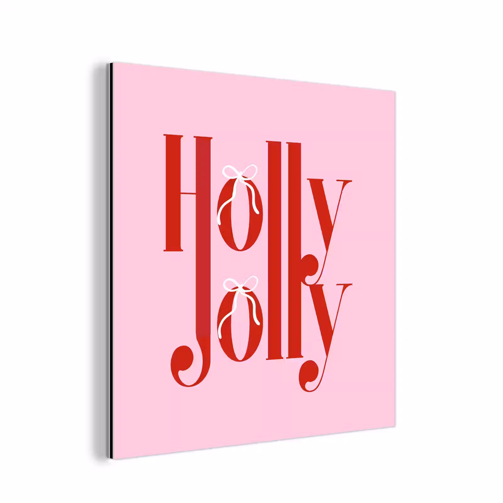 Aluminium schilderij - Kerst - Tekst - Rood - Roze — 1