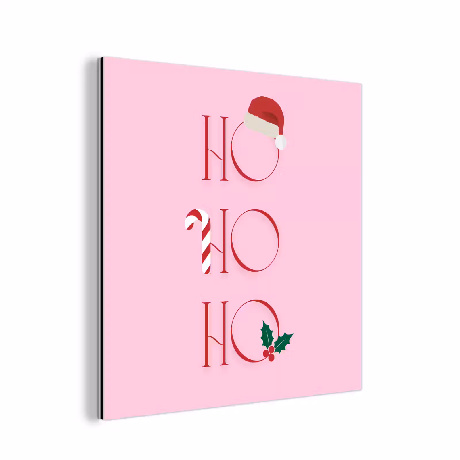 Aluminium schilderij - Kerst - Tekst - Roze - Illustratie — 1