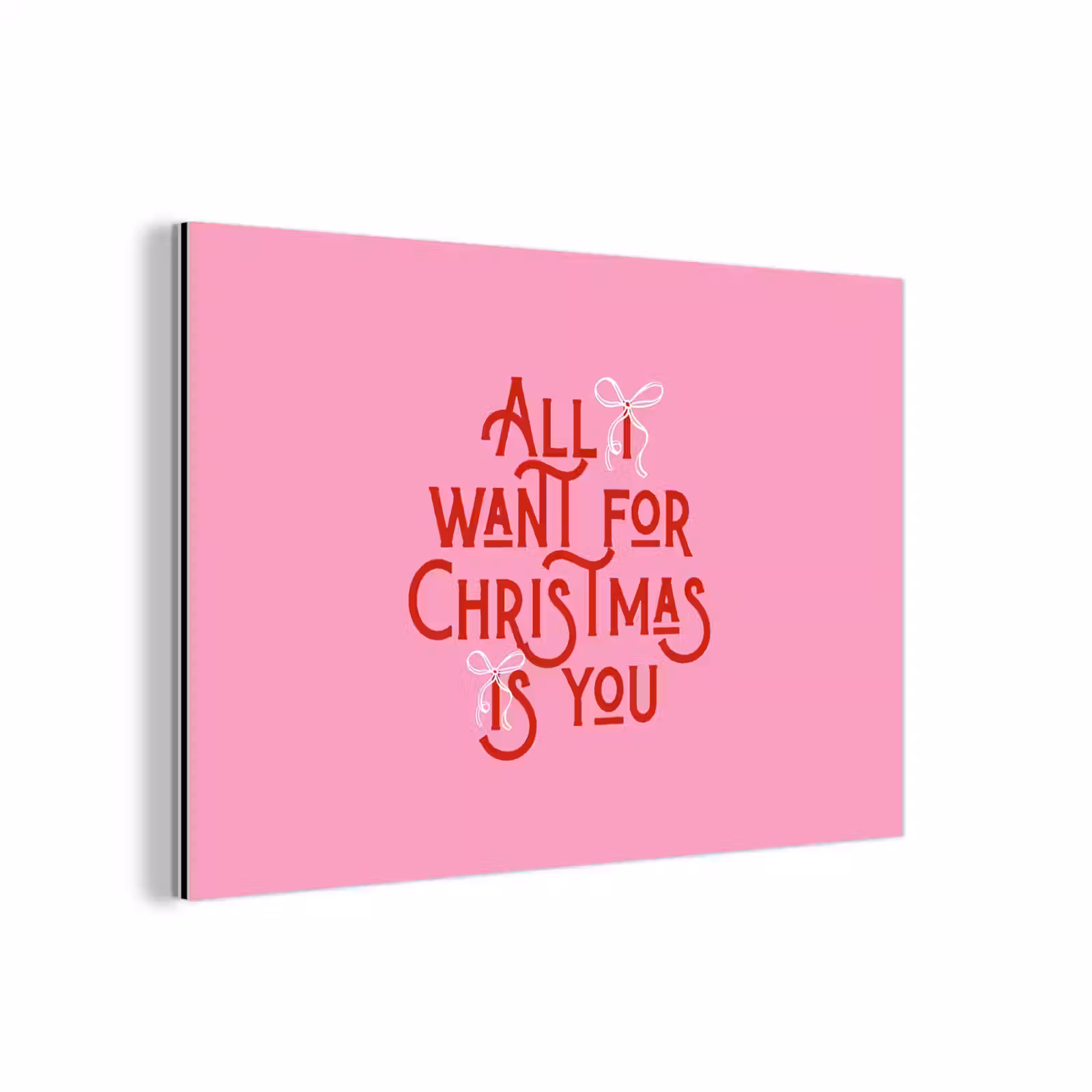 Aluminium schilderij - Tekst - Kerst - Roze - Rood — 1