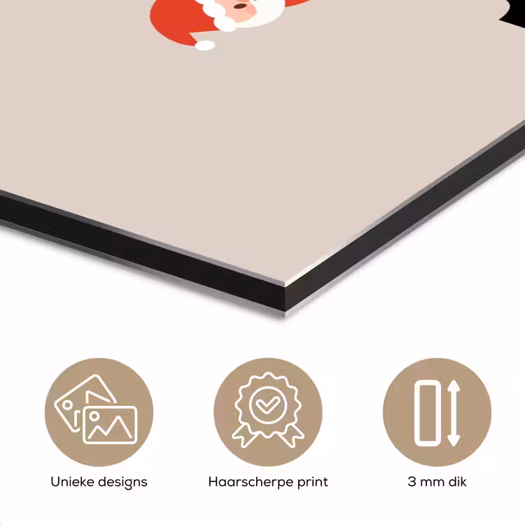 Aluminium schilderij - Joy - Animatie - Zwart - Kerst — 7