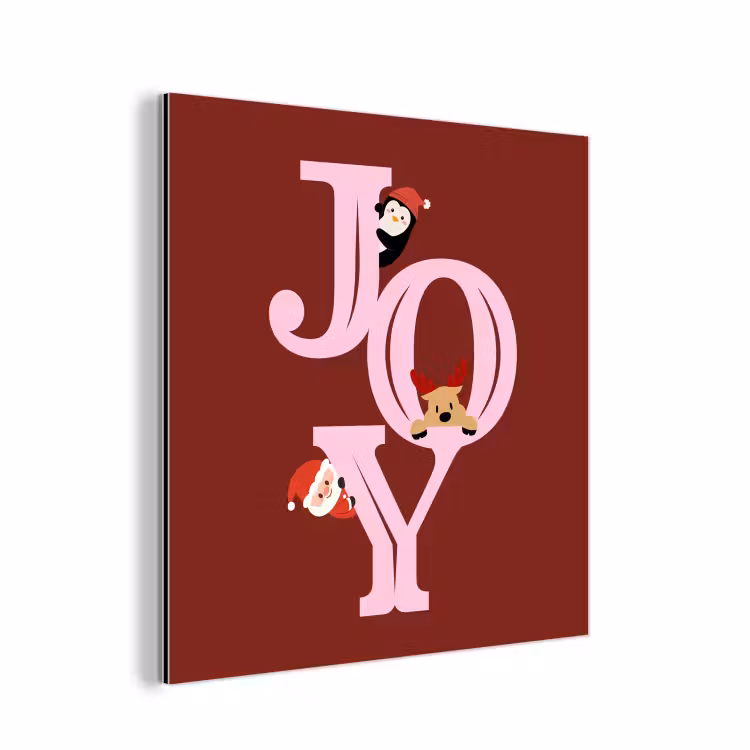 Aluminium schilderij - Joy - Kerst - Animatie - Rood - Roze — 1