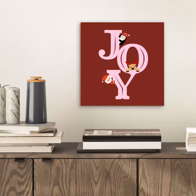 Aluminium schilderij - Joy - Kerst - Animatie - Rood - Roze — 2