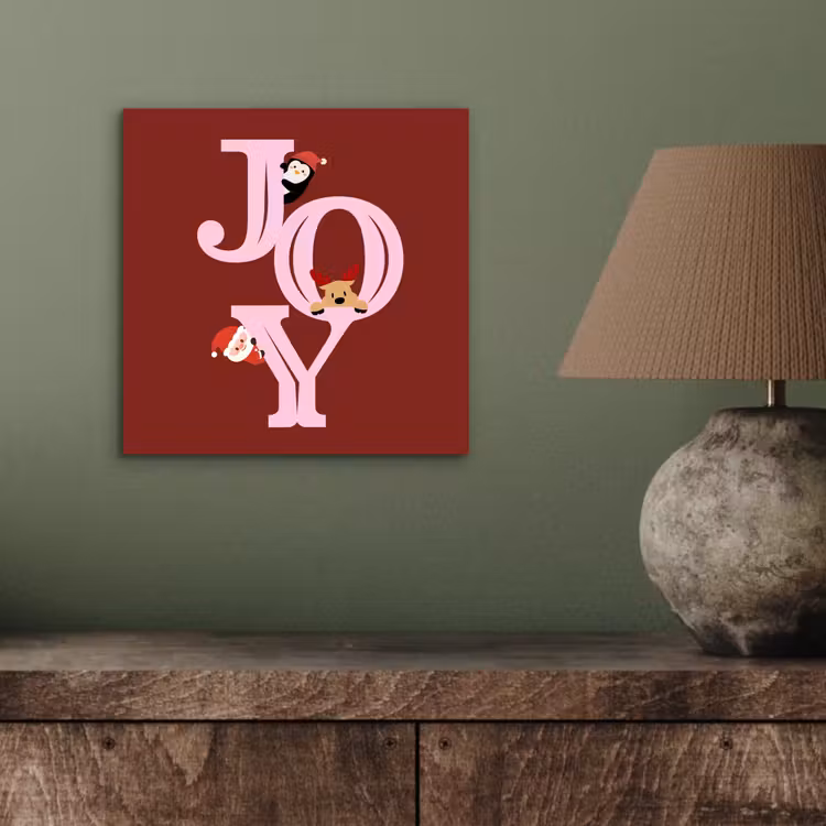 Aluminium schilderij - Joy - Kerst - Animatie - Rood - Roze — 3