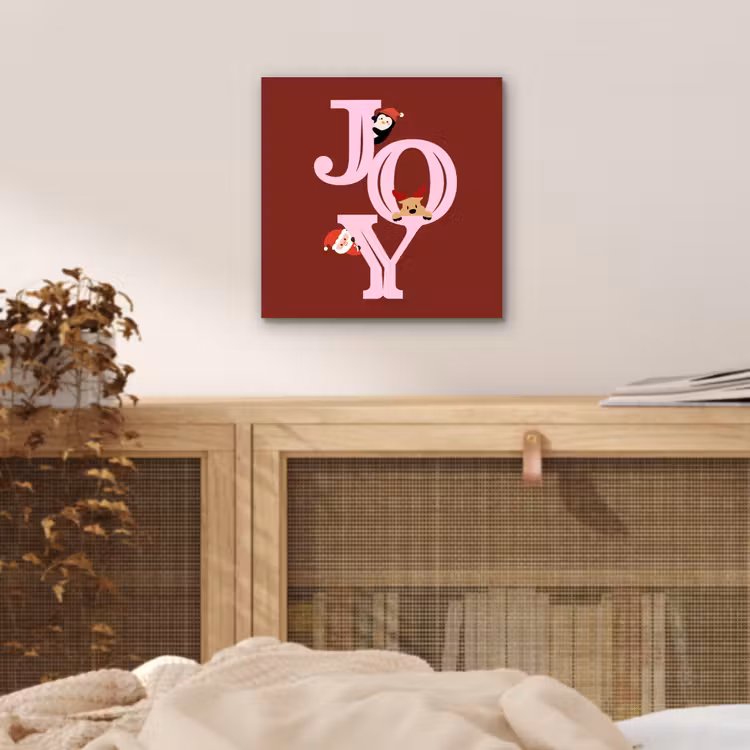 Aluminium schilderij - Joy - Kerst - Animatie - Rood - Roze — 4