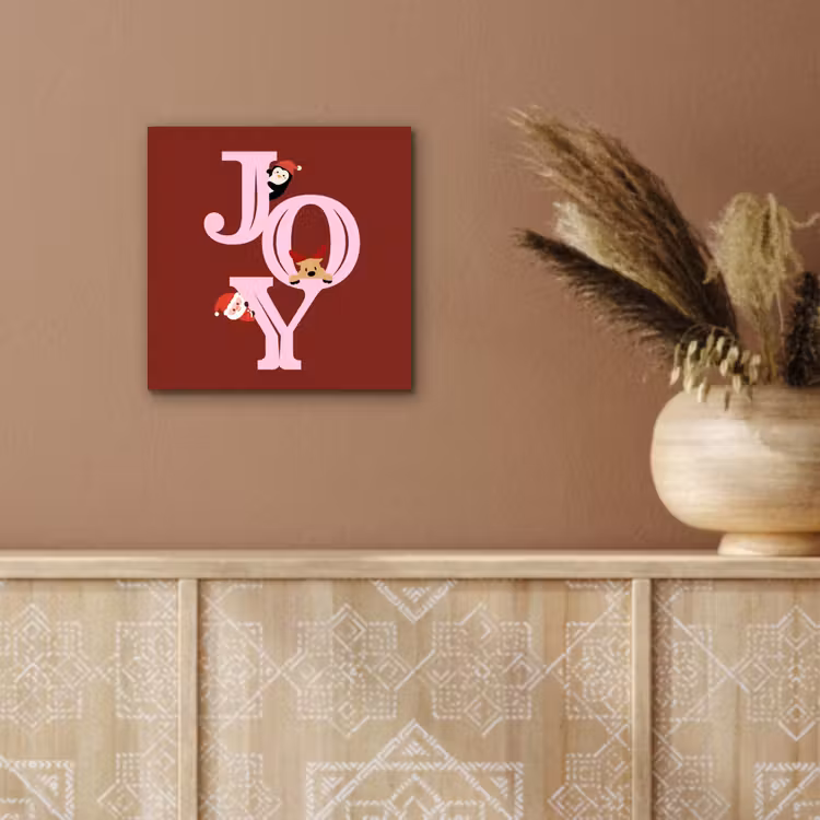 Aluminium schilderij - Joy - Kerst - Animatie - Rood - Roze — 5
