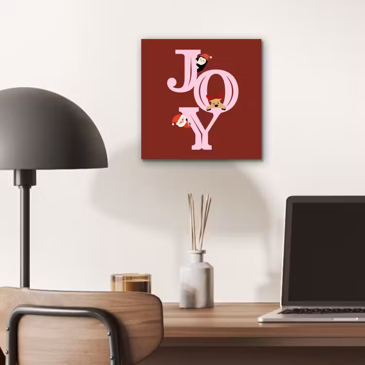 Aluminium schilderij - Joy - Kerst - Animatie - Rood - Roze — 6