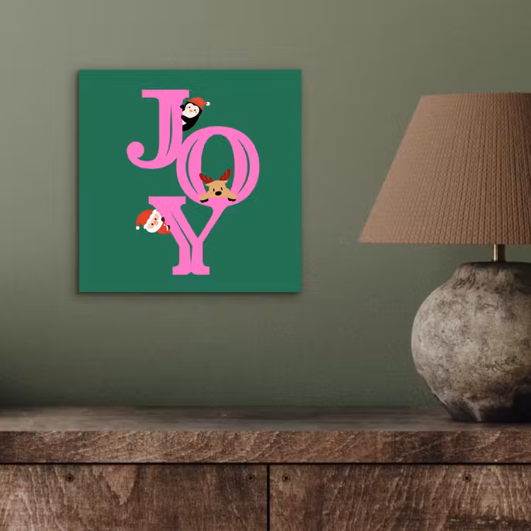 Aluminium schilderij - Joy - Kerst - Animatie - Roze - Groen — 3