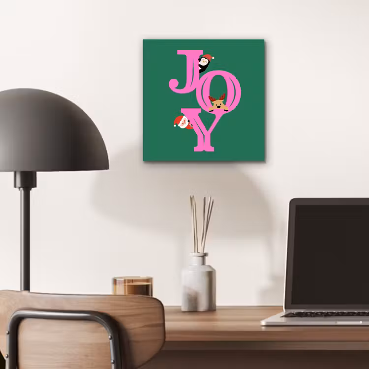 Aluminium schilderij - Joy - Kerst - Animatie - Roze - Groen — 6