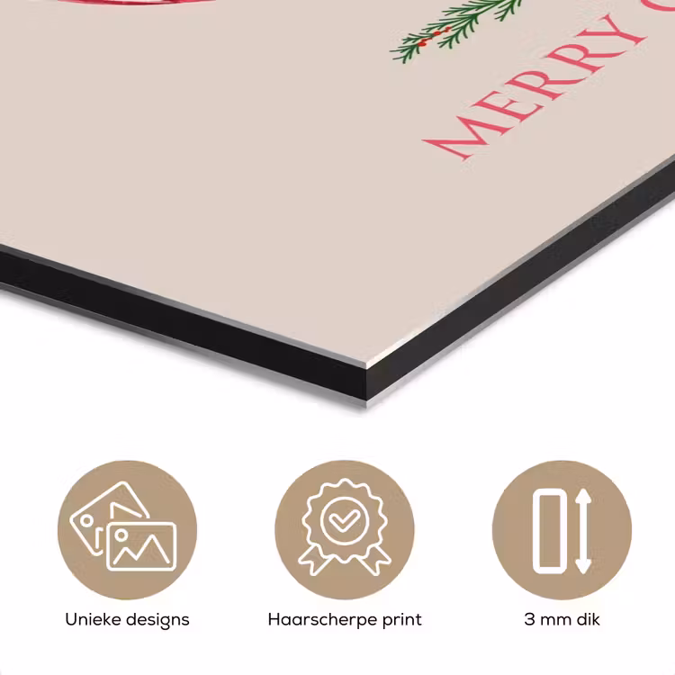 Aluminium schilderij - Kerst - Kerstbal - Tekst — 7