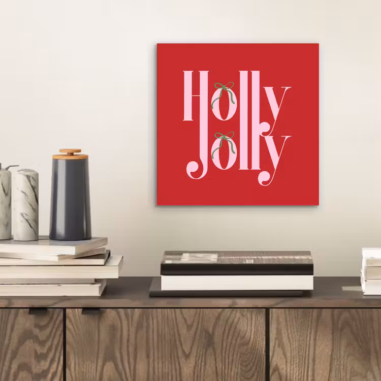 Aluminium schilderij - Kerst - Roze - Rood - Tekst — 2