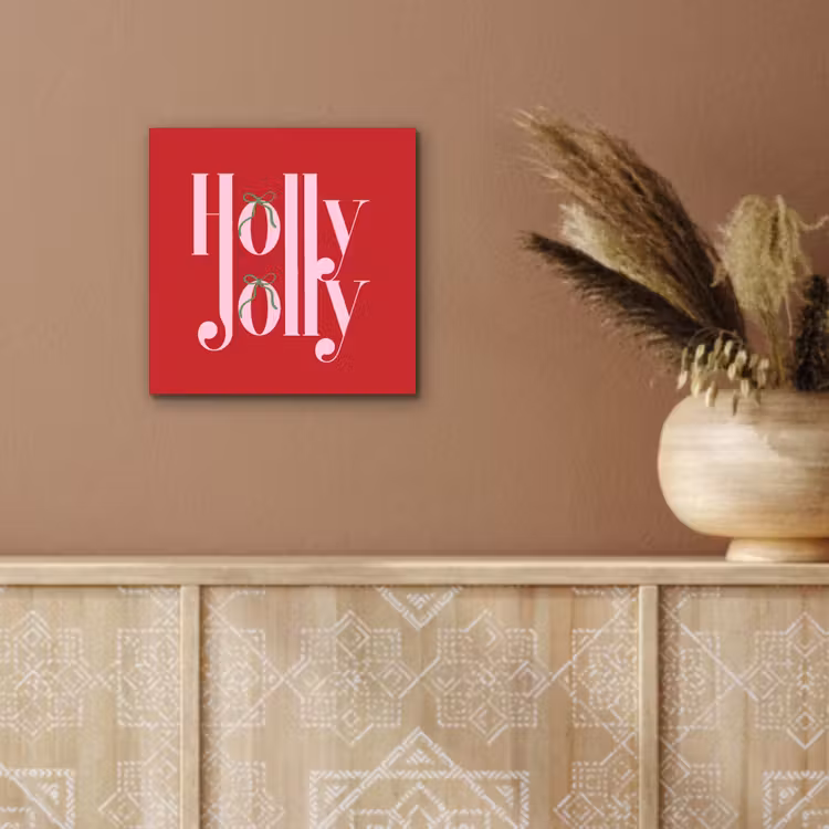 Aluminium schilderij - Kerst - Roze - Rood - Tekst — 5