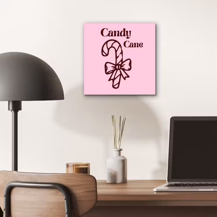 Aluminium schilderij - Kerst - Snoep - Tekst - Bruin - Roze — 6