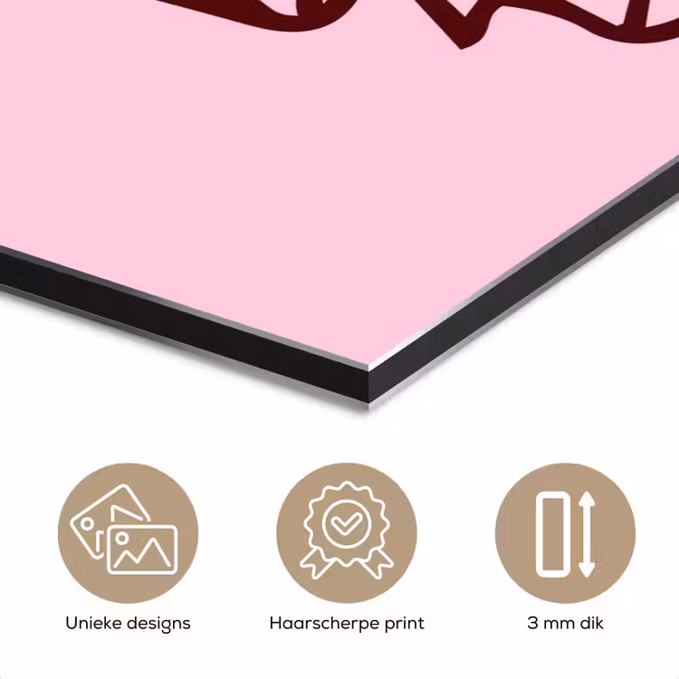 Aluminium schilderij - Kerst - Snoep - Tekst - Bruin - Roze — 7