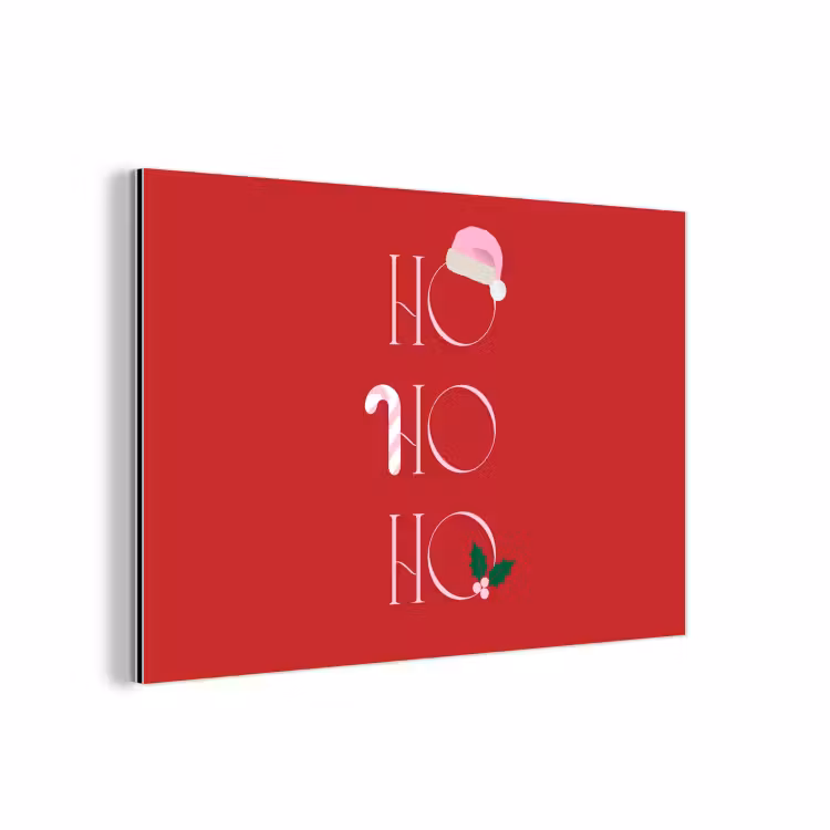 Aluminium schilderij - Kerst - Tekst - illustratie - Rood — 1