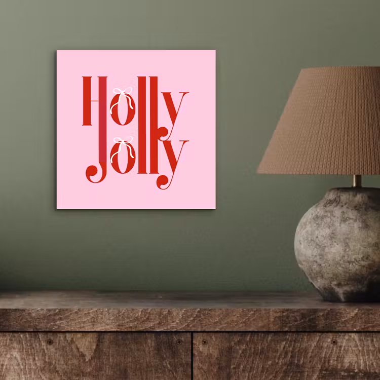 Aluminium schilderij - Kerst - Tekst - Rood - Roze — 3