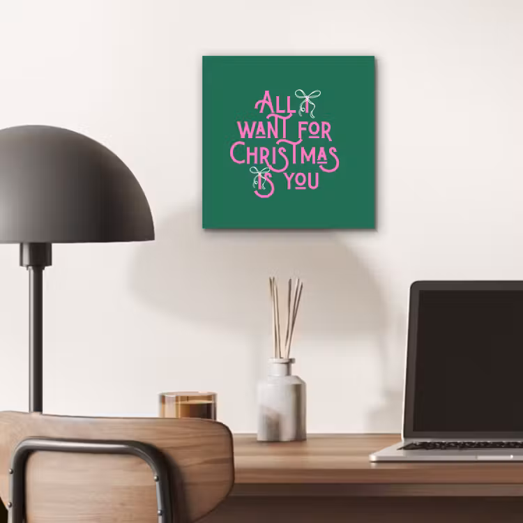 Aluminium schilderij - Kerst - Tekst - Roze - Groen — 6