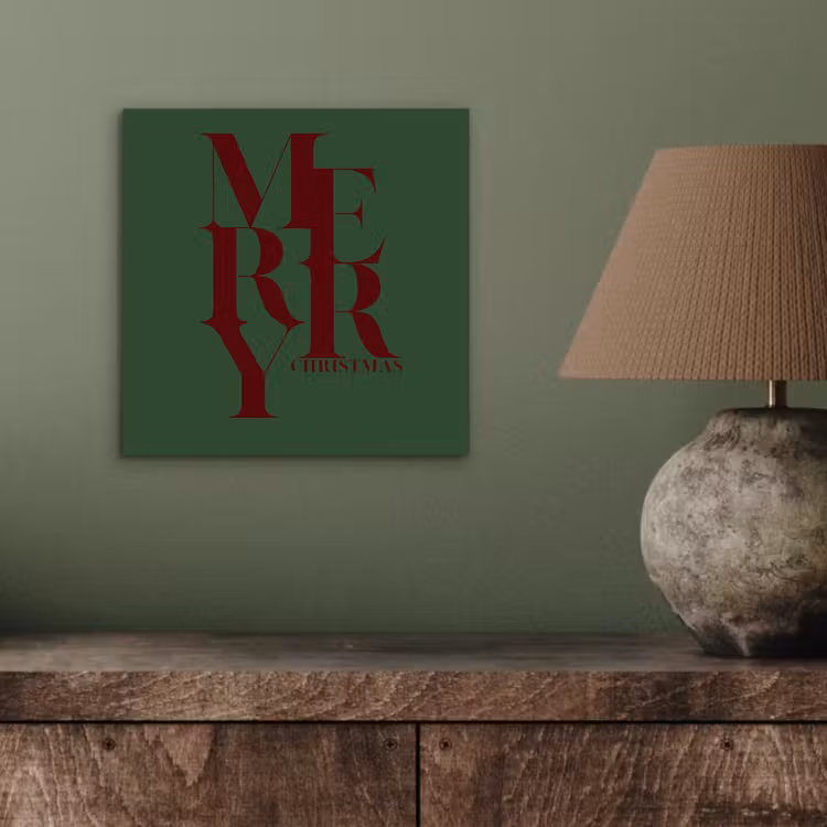 Aluminium schilderij - Merry - Tekst - Groen - Kerst — 3