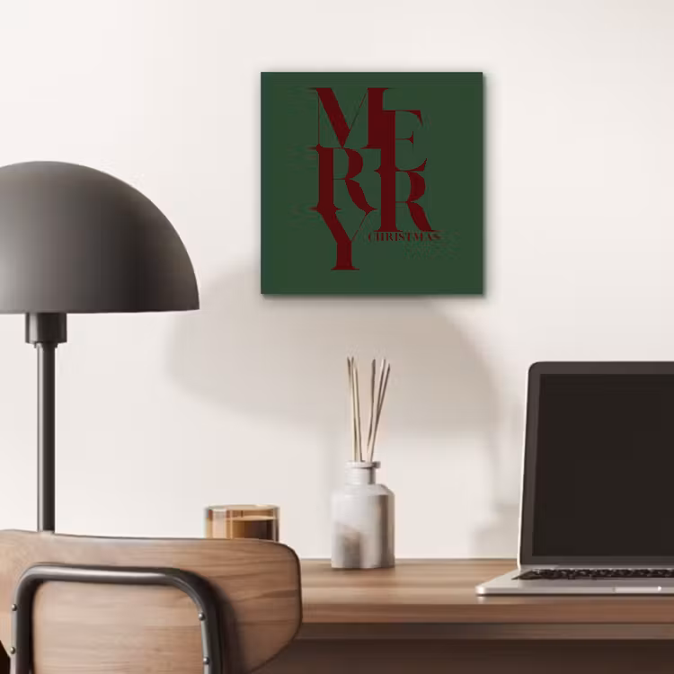Aluminium schilderij - Merry - Tekst - Groen - Kerst — 6
