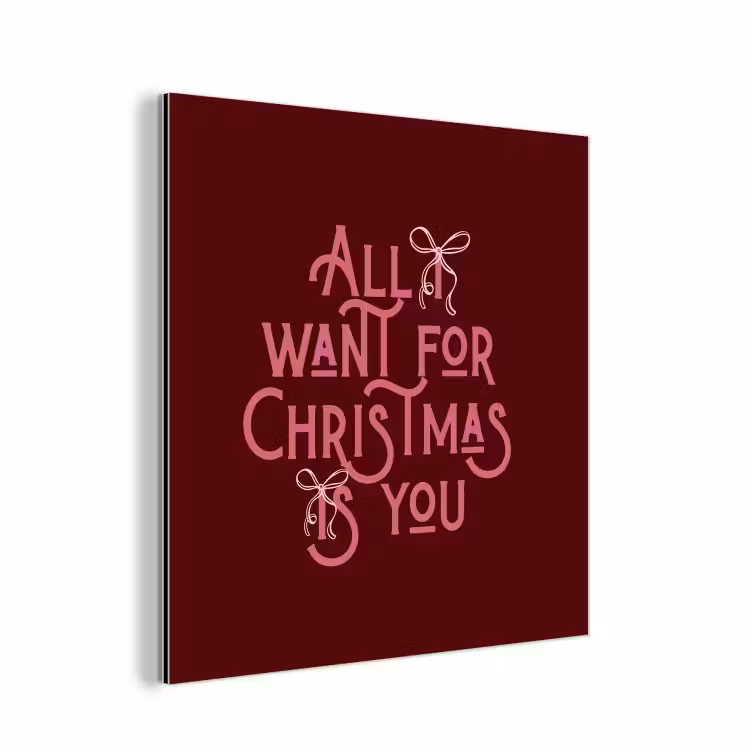 Aluminium schilderij - Tekst - Kerst - Rood - Roze — 1