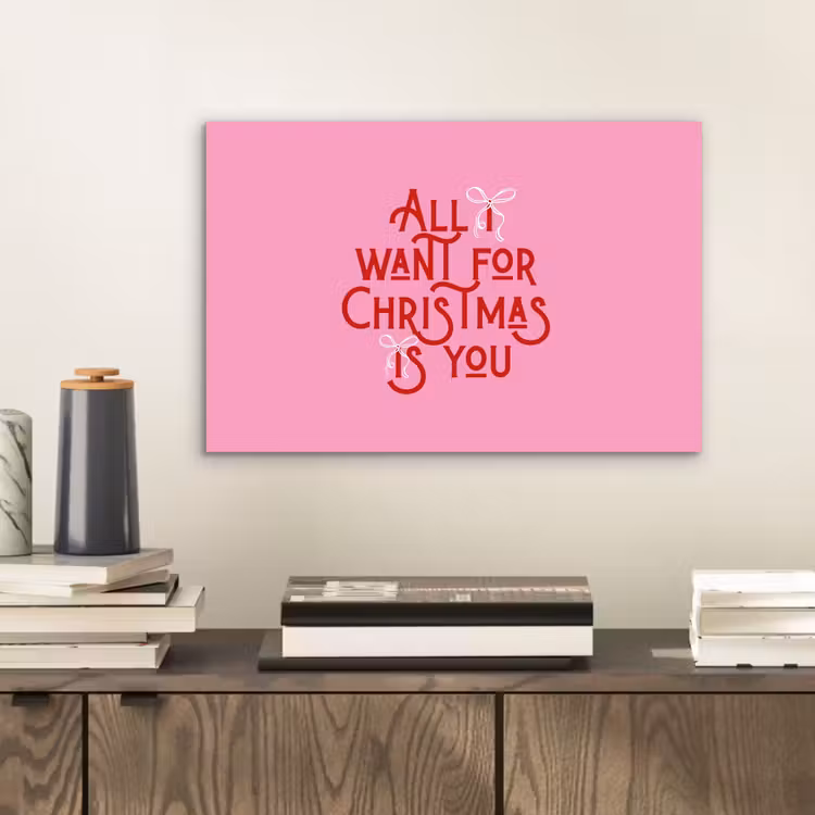 Aluminium schilderij - Tekst - Kerst - Roze - Rood — 2