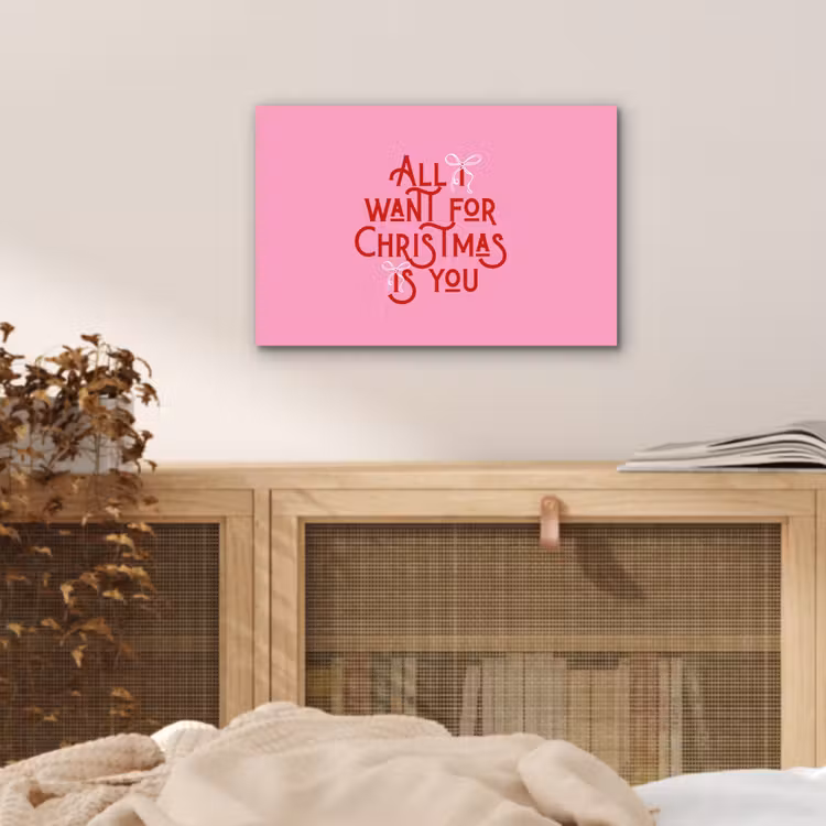 Aluminium schilderij - Tekst - Kerst - Roze - Rood — 4