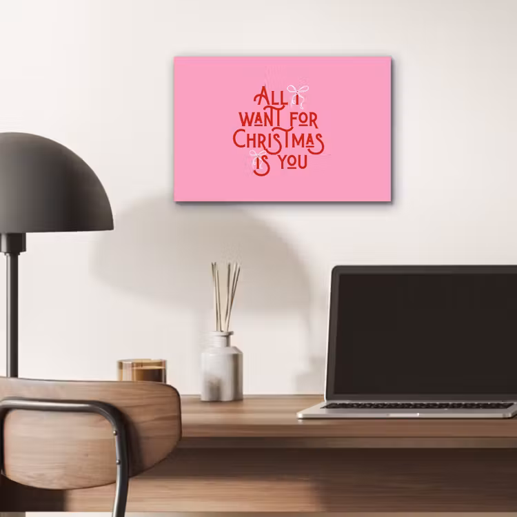 Aluminium schilderij - Tekst - Kerst - Roze - Rood — 6