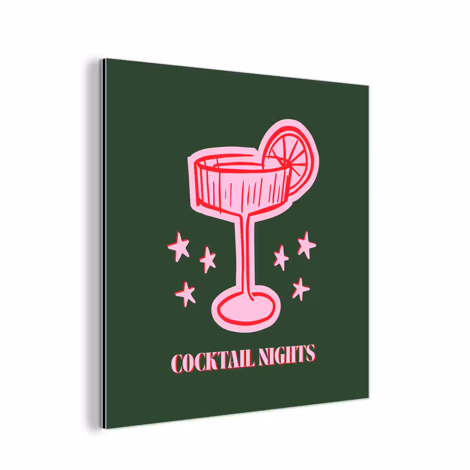 Aluminium schilderij - Cocktail - Kerst - Roze - Groen — 1