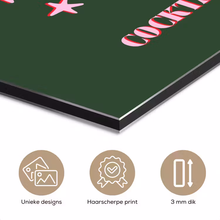 Aluminium schilderij - Cocktail - Kerst - Roze - Groen — 7