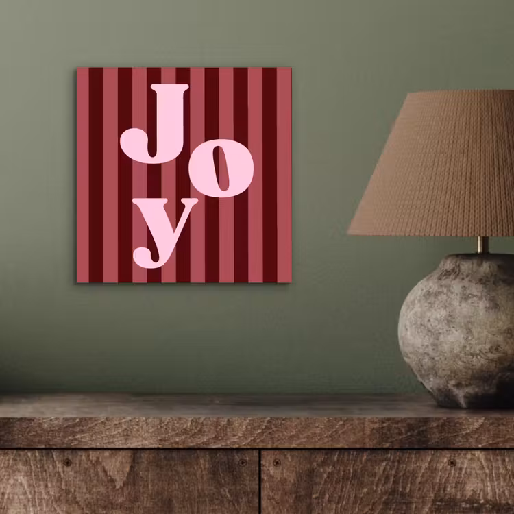 Aluminium schilderij - Joy - Kerst - Tekst - Roze — 3