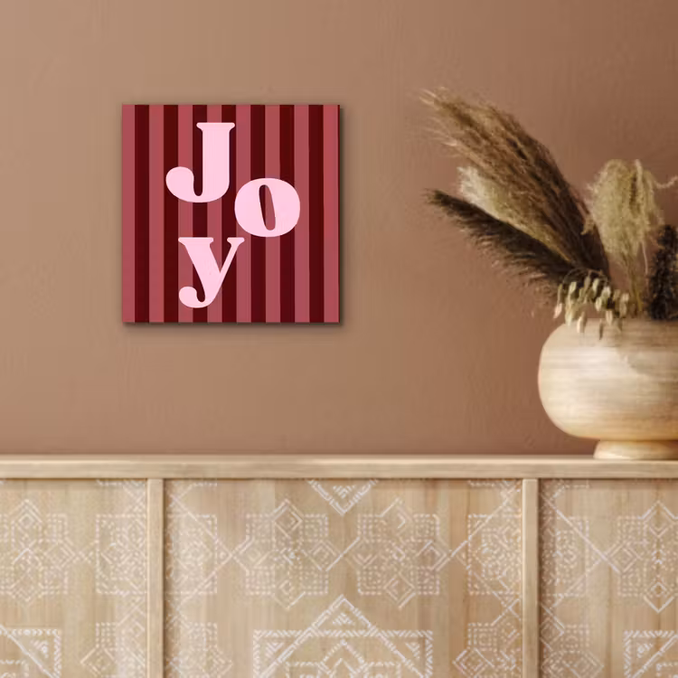 Aluminium schilderij - Joy - Kerst - Tekst - Roze — 5