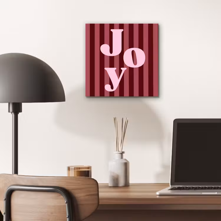 Aluminium schilderij - Joy - Kerst - Tekst - Roze — 6