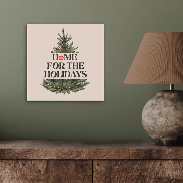 Aluminium schilderij - Kerst - Tekst - Kerstboom - Beige — 3